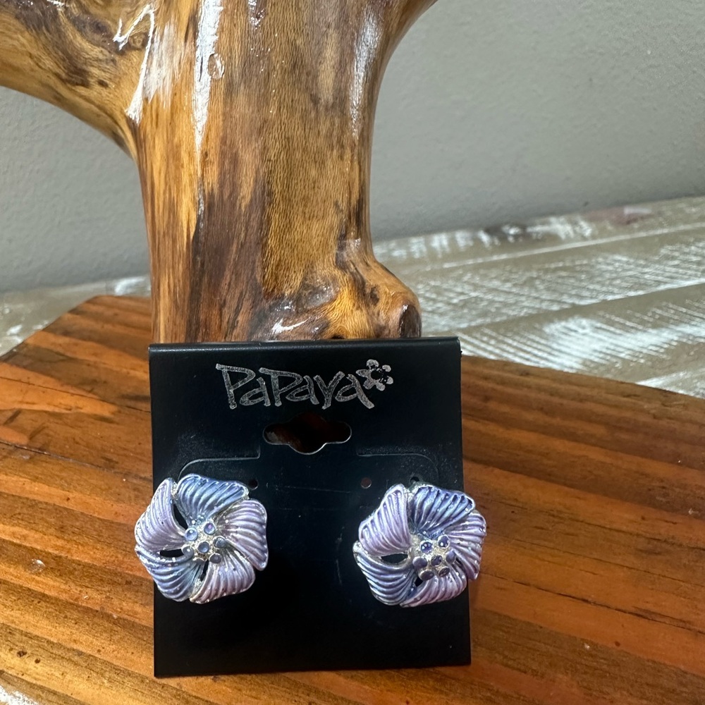 Papaya Silver and Lavender Floral Earrings